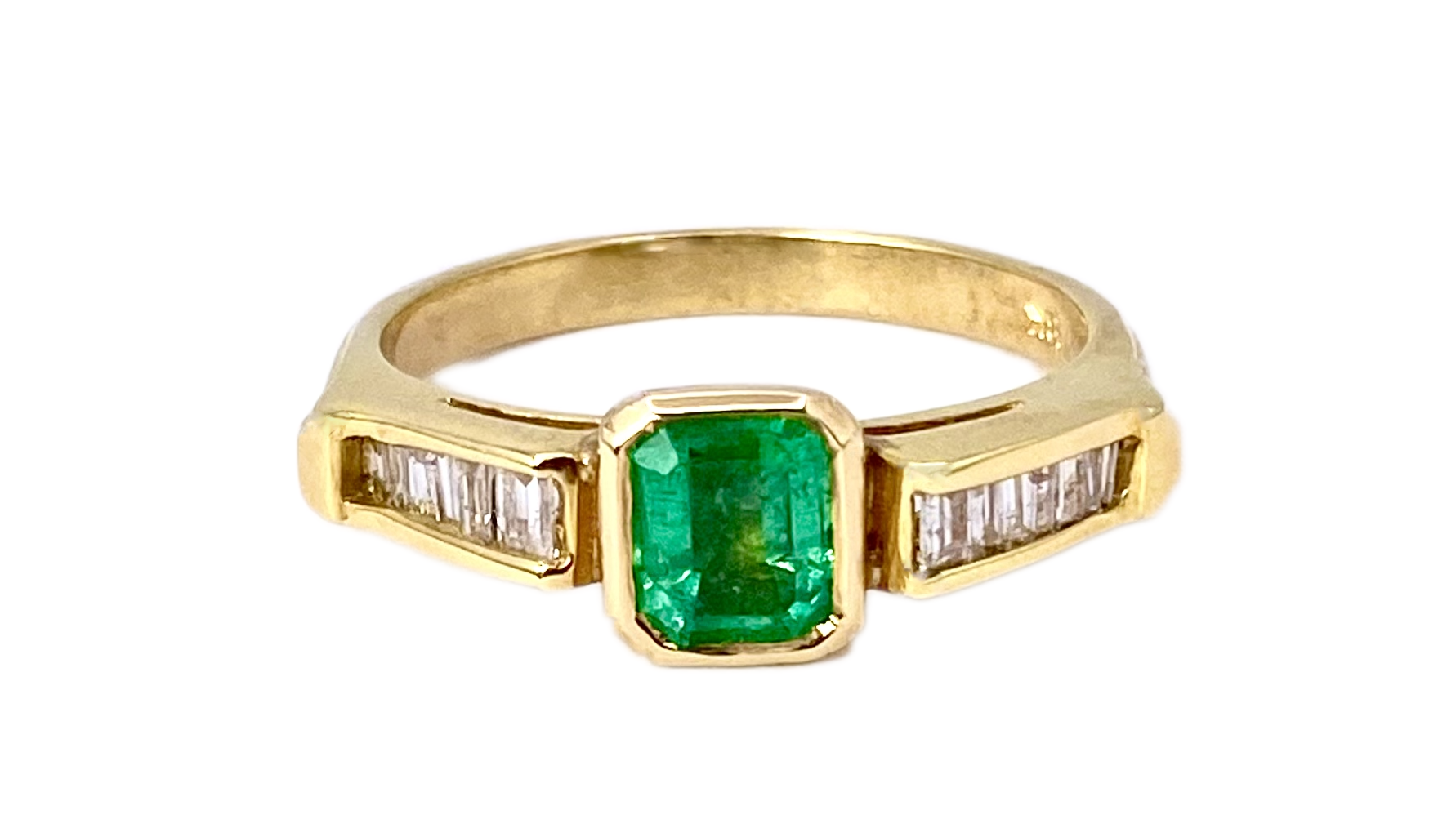 1 carat Colombian Emerald 1/2 ct. Diamonds Ring | 18k Yellow Gold ...