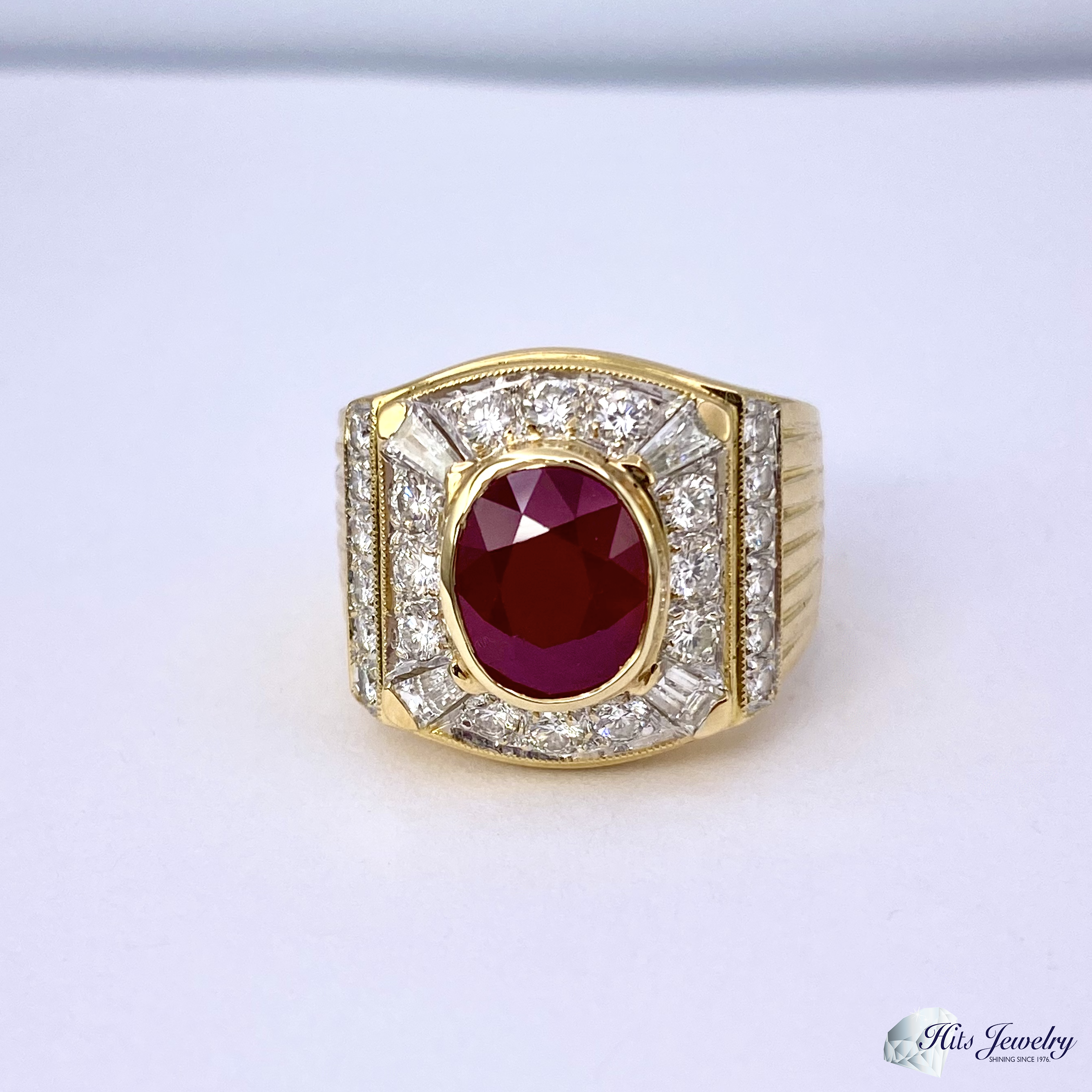 14K Solid Gold Men's Diamond Ruby Ring 3.50 Cwt. – Avianne Jewelers